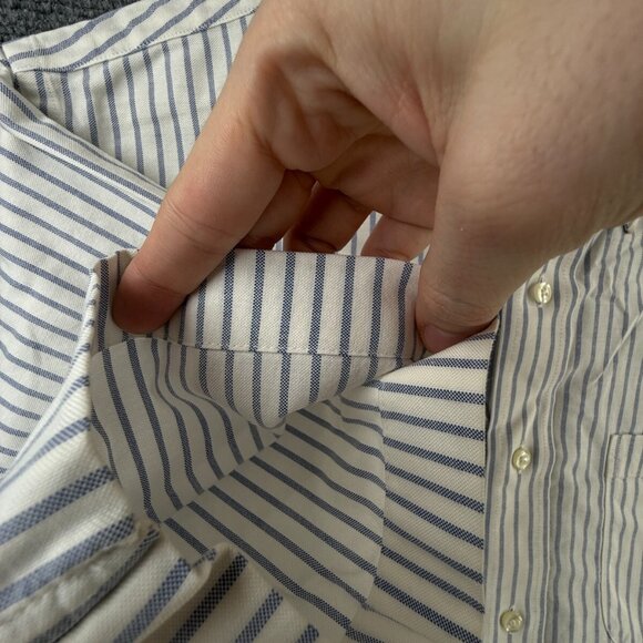 Brooks Brothers 16.5 Classic Fit Button Up Shirt Short Sleeve Striped Blue White - Picture 11 of 16